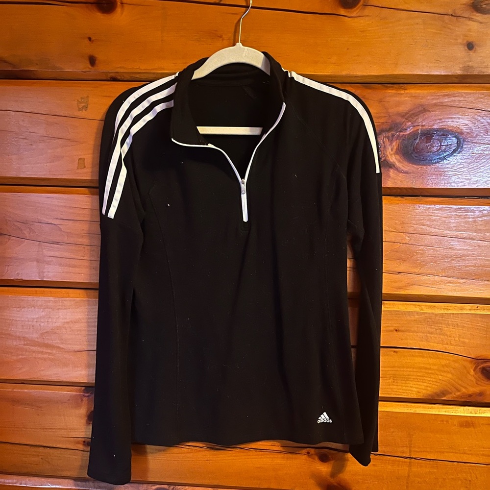 Adidas woman’s Black Zip-Up Sweater with White Accents